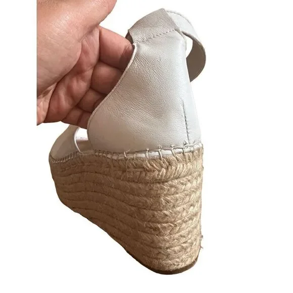 Free People Leather Coastal Platform Wedge Espadrille White Size 39 - Picture 8 of 10